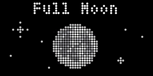 The display showing a full moon on a starfield, labelled Full Moon